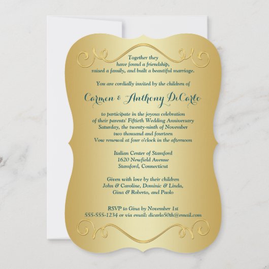 GEDRUKTE LINT 50ste verjaardag uitnodiging - Turko (Achterkant)