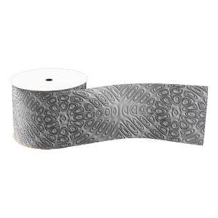 Gedrukte look Silver Grey Metal Sand Flower Grosgrain Lint