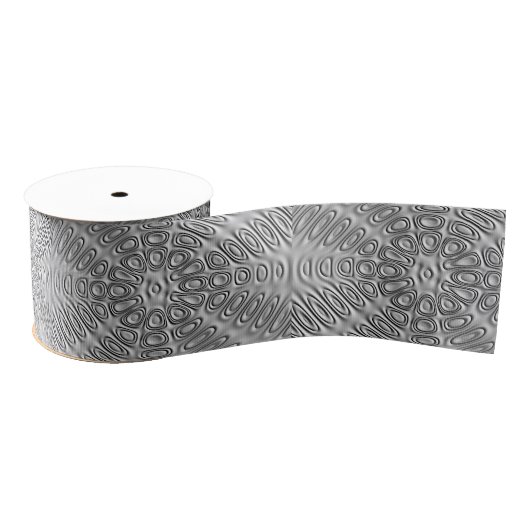 Gedrukte look Silver Grey Metal Sand Flower Grosgrain Lint (Spoel)