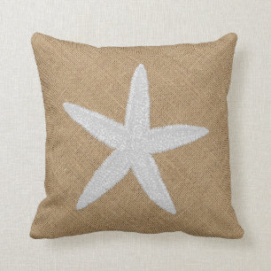 Gedrukte look Starfish op Burlap Kussen