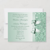 Gedrukte Mint Green Sequins, Bow & Diamond Wedding Kaart (Achterkant)