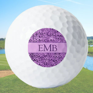 Gedrukte Paarse Knit Design Custom Monogram Dames Golfballen