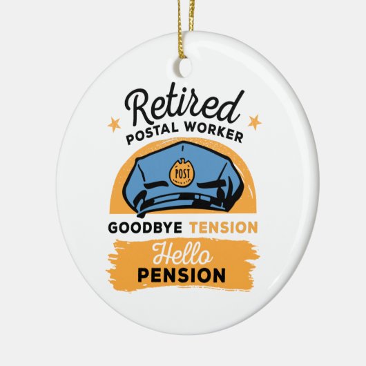 Gedrukte postwerker Brief koeriersdienst Pensioenr Keramisch Ornament (Links)