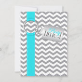 GEDRUKTE RIBBON Aqua Gray White, 21ste verjaardag Kaart (Voorkant)