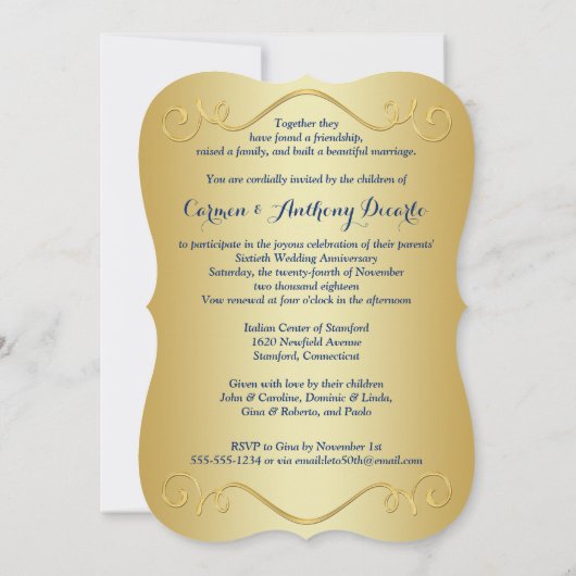 GEDRUKTE RIBBON Fancy vorm 60e Jubileum Uitnodigen Kaart (Achterkant)