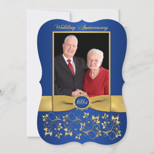 GEDRUKTE RIBBON Fancy vorm 60e Jubileum Uitnodigen Kaart (Voorkant)