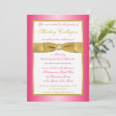 GEDRUKTE RIBBON Pink, Gold, White Retirement Kaart (Staand voorkant)