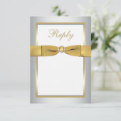 GEDRUKTE RIBBON Silver, Gold, White Reply Kaart (Staand voorkant)