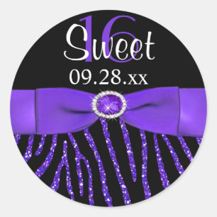 GEDRUKTE RIBBON Zebra Sweet 16 Favor Sticker