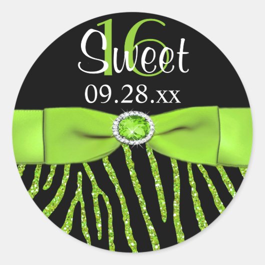 GEDRUKTE RIBBON Zebra Sweet 16 Sticker (Voorkant)