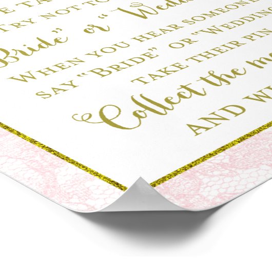 Gedrukte Roze Zwanen Bruids Shower Spel Poster (Hoek)