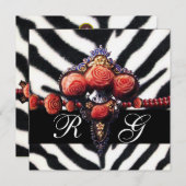 GEDRUKTE ROZEN, ZWARTE ZEBRA KAART (Voorkant / Achterkant)