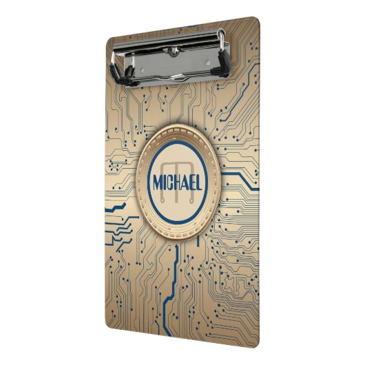 Gedrukte schakelkaart Elektronica koperen monogram Mini Klembord (Angled2)