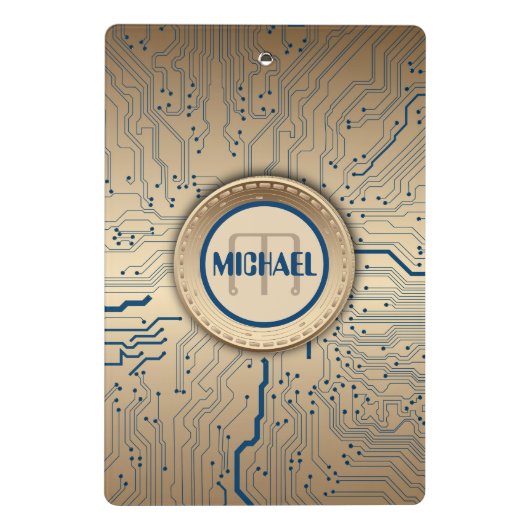 Gedrukte schakelkaart Elektronica koperen monogram Mini Klembord (Achterkant)