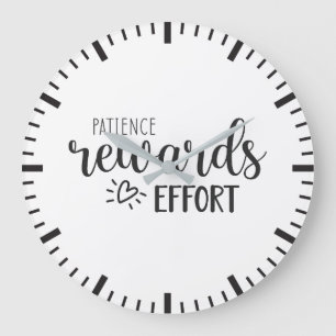 Geduld beloont inspanning, succes, drukte motivati grote klok
