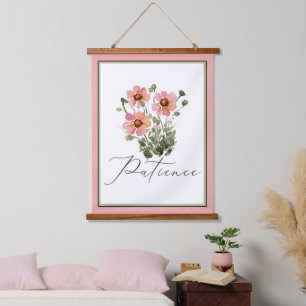 Geduld roze aquarel bloemig hangend wandkleed