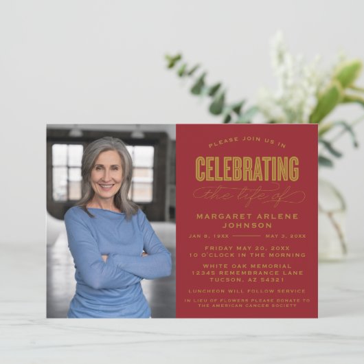 GEDURFD MODERN SCRIPT VIERING VAN HET LEVEN BEGRAF KAART (Staand voorkant)