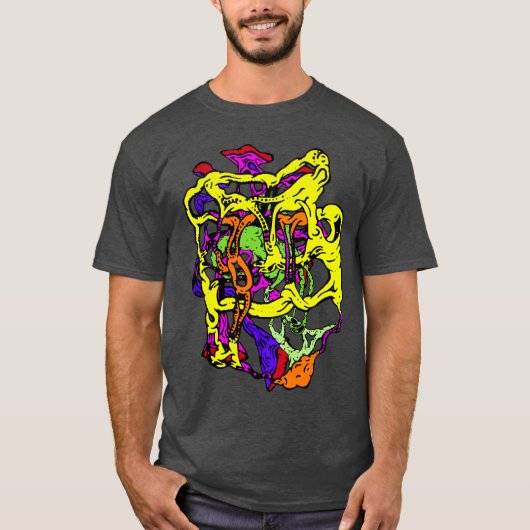 Gedurfd surrealistisch abstract ontwerp in meerder t-shirt (Voorkant)