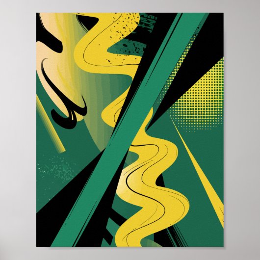 Gedurfde Abstracte kunst met golven en dynamische  Poster (Voorkant)