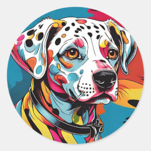 Gedurfde en heldere Dalmatische Pop Kunst Ronde Sticker