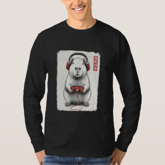 Gedurfde gamer Japanse kunst grappige capybara vid T-shirt