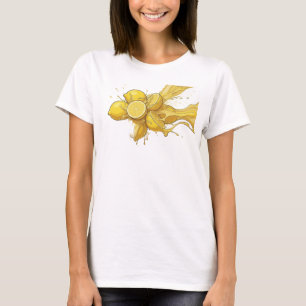 Gedurfde Gouden Abstracte Citroenen Visuele Vormge T-shirt