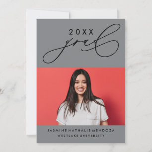 GEDURFDE GRILLIGE CALLIGRAFIE AFSTUDEREN UITNODIGI KAART