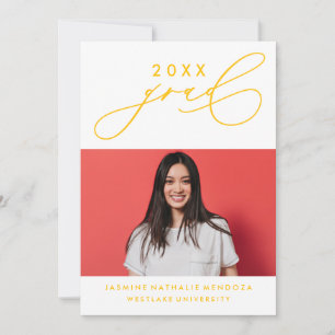 GEDURFDE GRILLIGE CALLIGRAFIE AFSTUDEREN UITNODIGI KAART