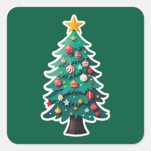 gedurfde kerstboom vierkante sticker (Voorkant)