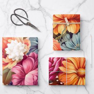 Gedurfde kleurrijke bloemige Vintage geïnspireerd Inpakpapier Vel