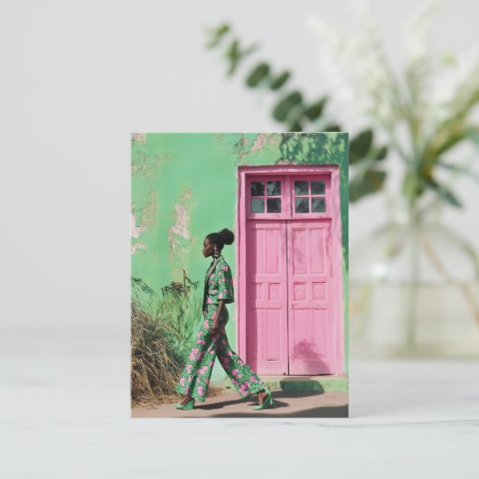 Gedurfde Mode in een bruisend stadslandschap Briefkaart (Staand voorkant)