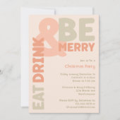 Gedurfde moderne koraal eet Drink en wees vrolijk Kaart (Voorkant)