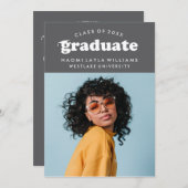 GEDURFDE MODERNE RETRO AFSTUDEREN | UITNODIGING VO (Voorkant / Achterkant)