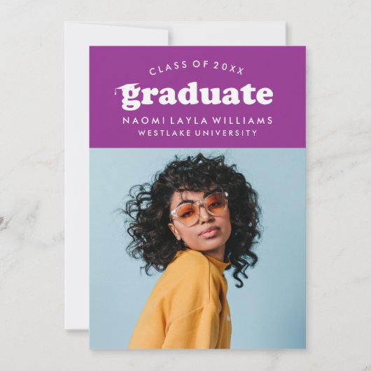 GEDURFDE MODERNE RETRO AFSTUDEREN | UITNODIGING VO (Voorkant)