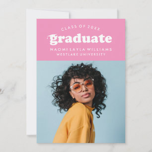 GEDURFDE MODERNE RETRO AFSTUDEREN UITNODIGING VO