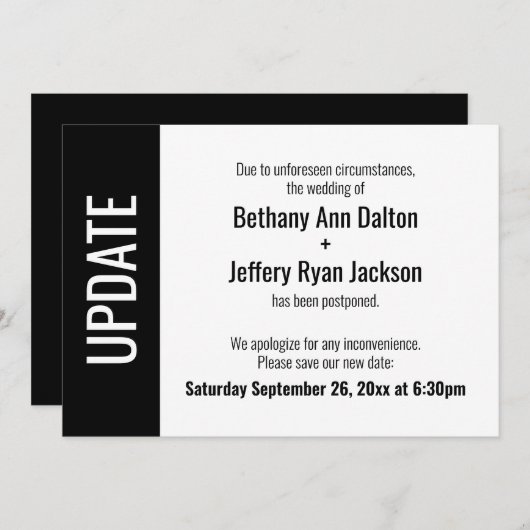 Gedurfde update Uitgestelde bruiloft aankondiging (Voorkant / Achterkant)