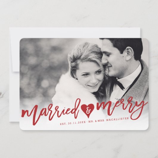 Gedwongen en Merry Red Brush Script Weduwschap met Feestdagenkaart (Voorkant)
