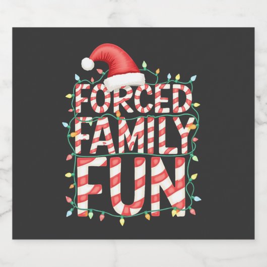 Gedwongen gezinsplezier Grappige gezinsmatchende o Sparkling Wijnetiket (Enkel label)