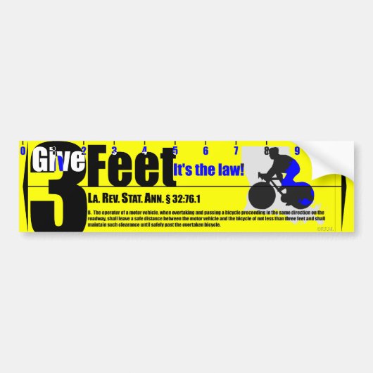 Geef 3 Feet Louisiana Bumpersticker (Voorkant)