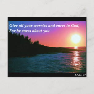 Geef al je zorgen en geef om God Briefkaart
