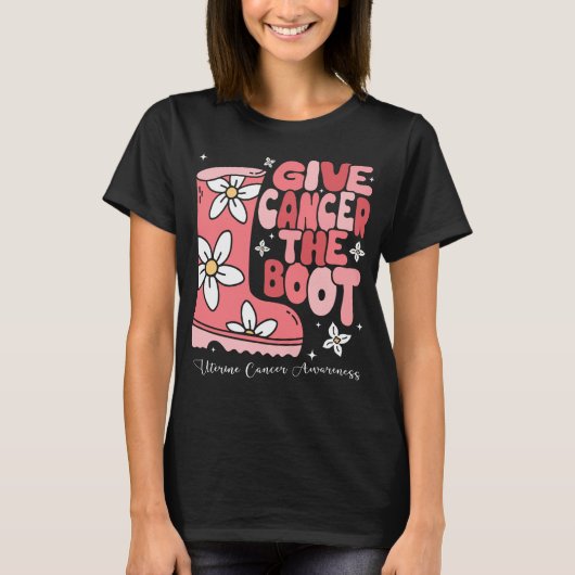 Geef baarmoederkanker het Boot Shirt (Voorkant)