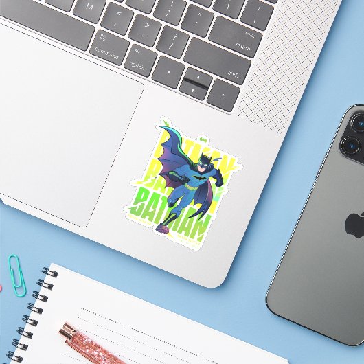 Geef Batman nooit op met grafisch programma Sticker (Laptop met iPhone)