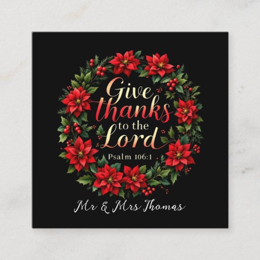 Geef Bedankt aan de Heer Omhels Dankbaarheid en Ge Vierkante Visitekaartje (Voorkant)