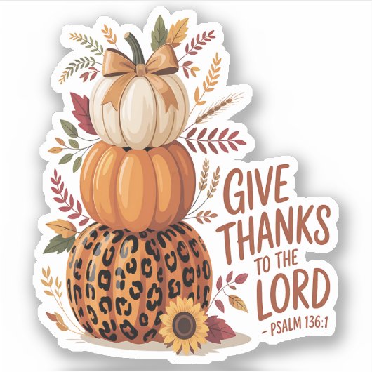 Geef Bedankt aan de Here, herfst Pompoen Sticker (Voorkant)