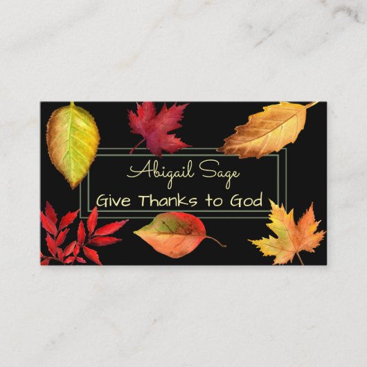 Geef Bedankt aan God, mooie herfstbladeren Visitekaartje (Voorkant)