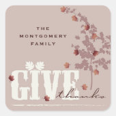 Geef Bedankt Autumn Herfst Maple Leaves Thanksgivi Vierkante Sticker (Voorkant)