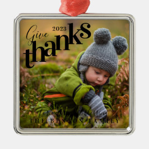 Geef Bedankt Blessings Baby Foto zwart Metalen Ornament