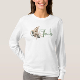 Geef Bedankt Boho Herfst Bloemen Thanksgiving T-sh T-shirt