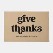 Geef Bedankt | Boho Retro Thanksgiving Tan Deurmat (Voorkant)