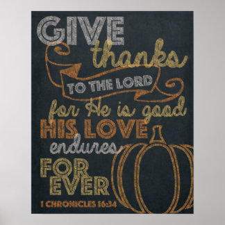 Geef Bedankt Chalkboard Art 16x20 Poster